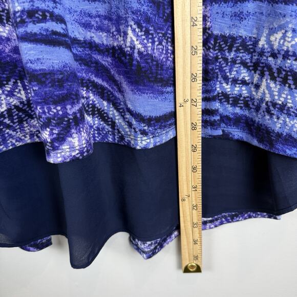 Catherines Tunic Top Women 2X Blue Printed 3/4 Sleeve Blouse Mature Career Flowy - Picture 7 of 7